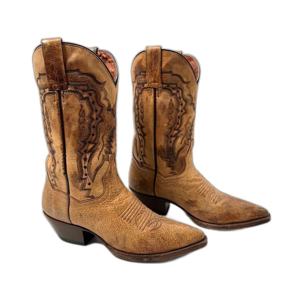 Dan Post Vintage Womens Cowgirl  6.5 M Brown Pointed Toe Style Dp3470 Boots